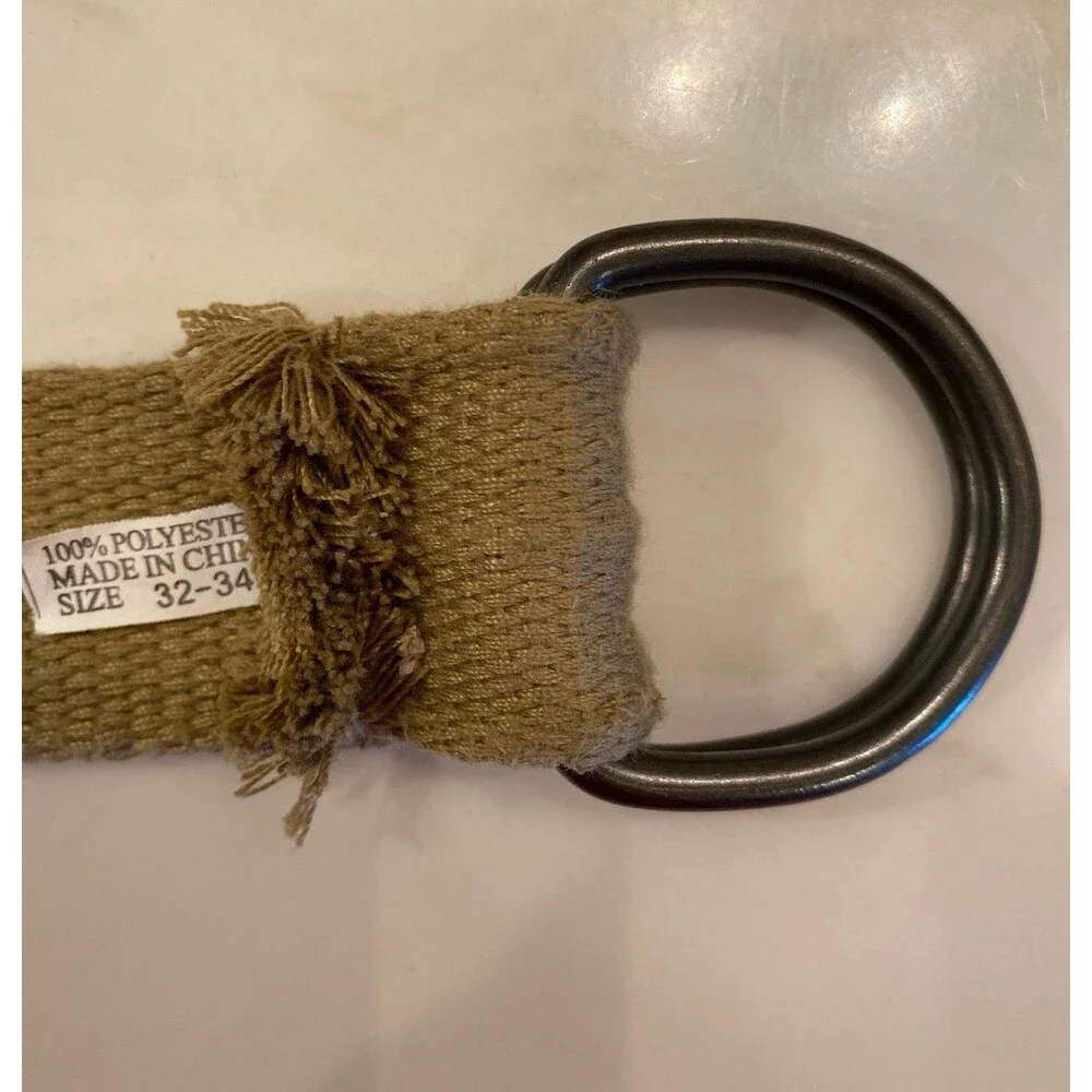 Belt Men’s‎ Woven ? Cotton Dark Tan Distressed  D Ring Adjustable Casual Look